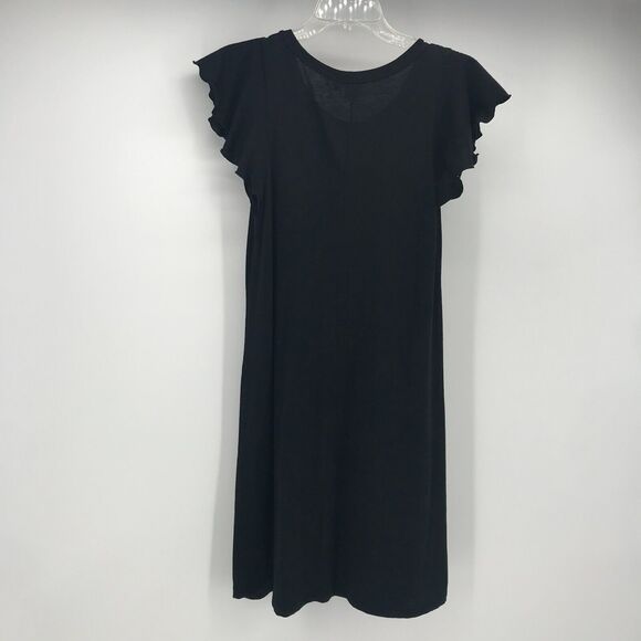 GAP Dress Womens XS Black Crew Neck Ruffle Cap Sleeve A Line Knit Pullover - Picture 4 of 7